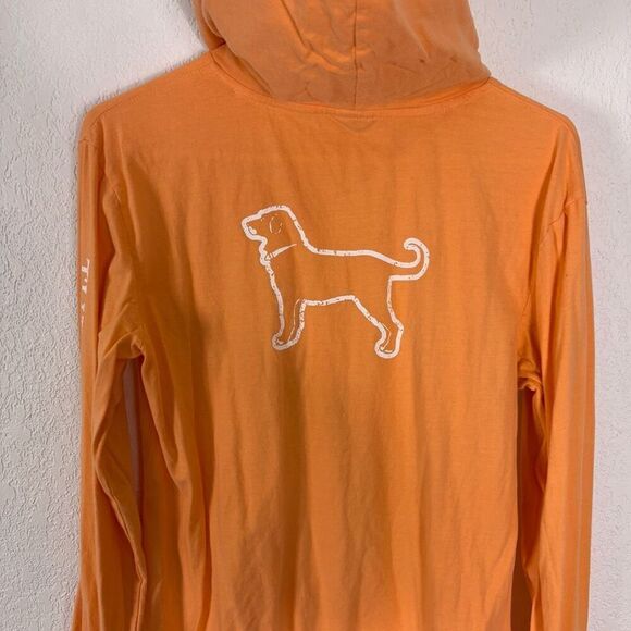 The Black Dog Orange Hooded Long Sleeve Top Women's Size Medium - Picture 7 of 10